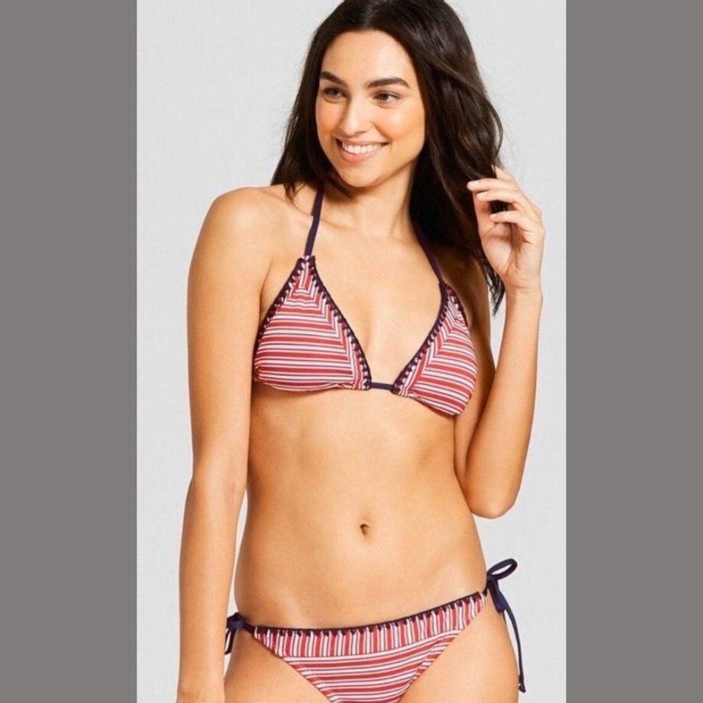 Mossimo Supply Co NWT Red White Stripe Bikini Blue